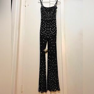 12th Tribe Black sequins Jumpsuit M new mesh
